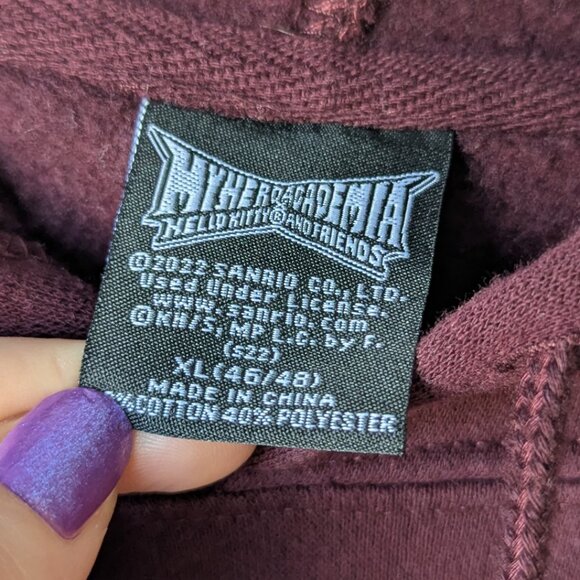 My Hero Academia Hello Kitty and Friends Maroon Pullover Hoodie Size XL - Picture 3 of 8